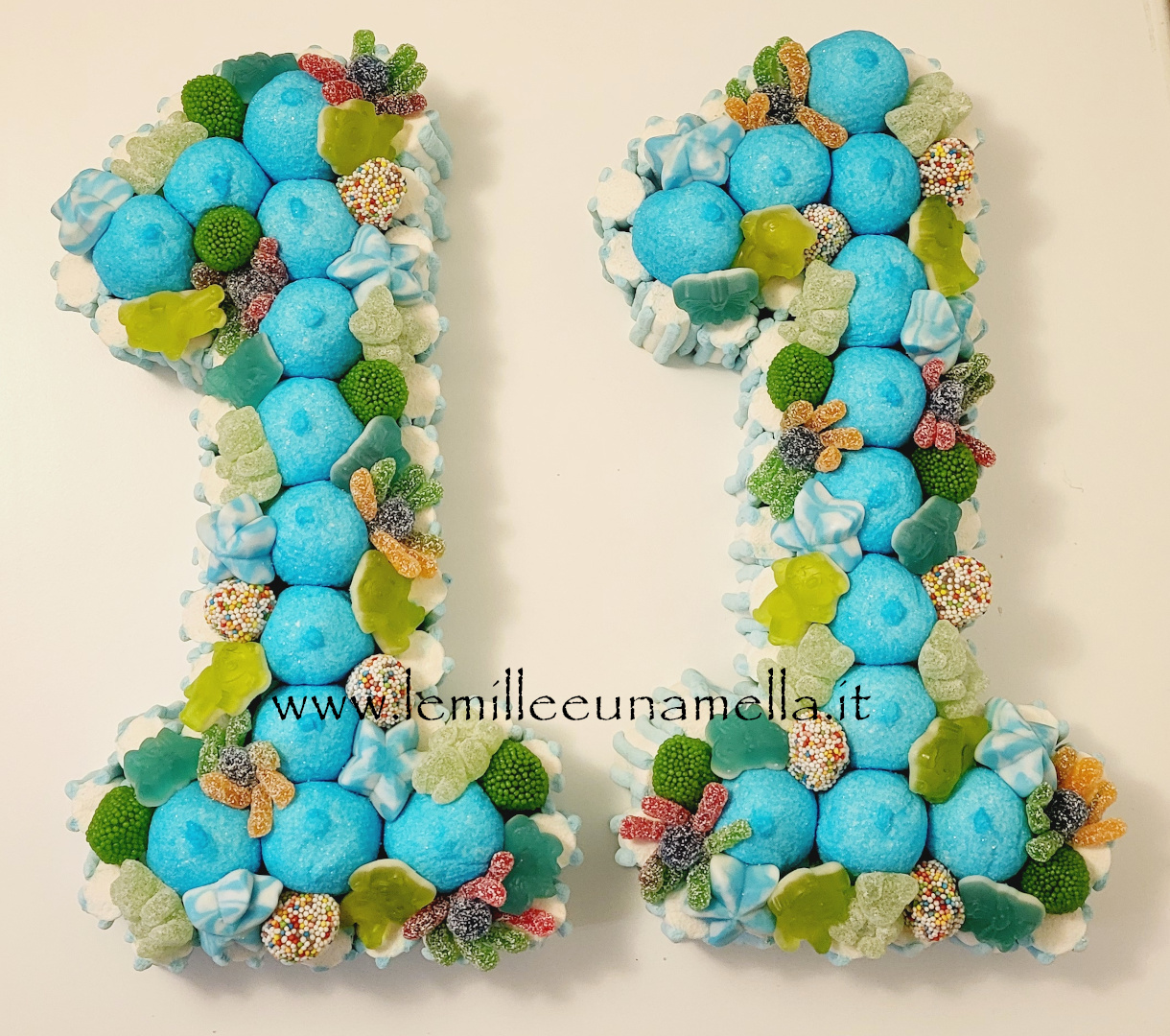 torta caramelle marshmallow compleanno numero 11 vendita online Le Mille e una Mella