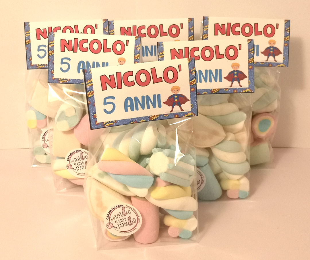 Sacchetti caramelle compleanno bambini, Sacchetti regalo 100 pezzi (O3a)