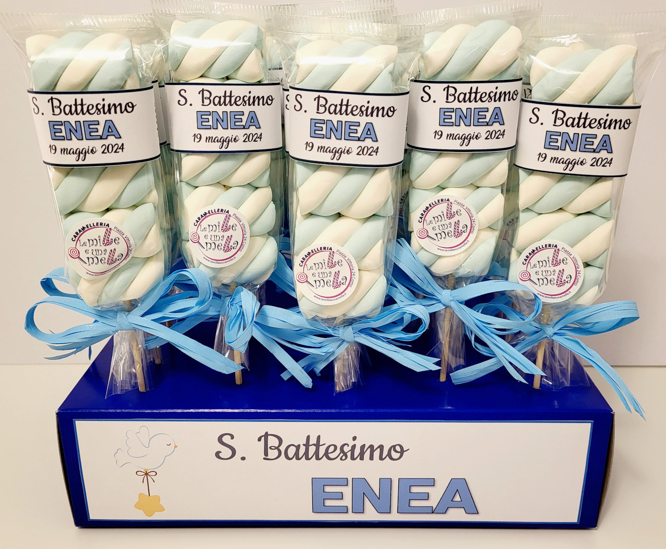 spiedini bomboniere marshmallow Battesimo vendita online Le Mille e una Mella