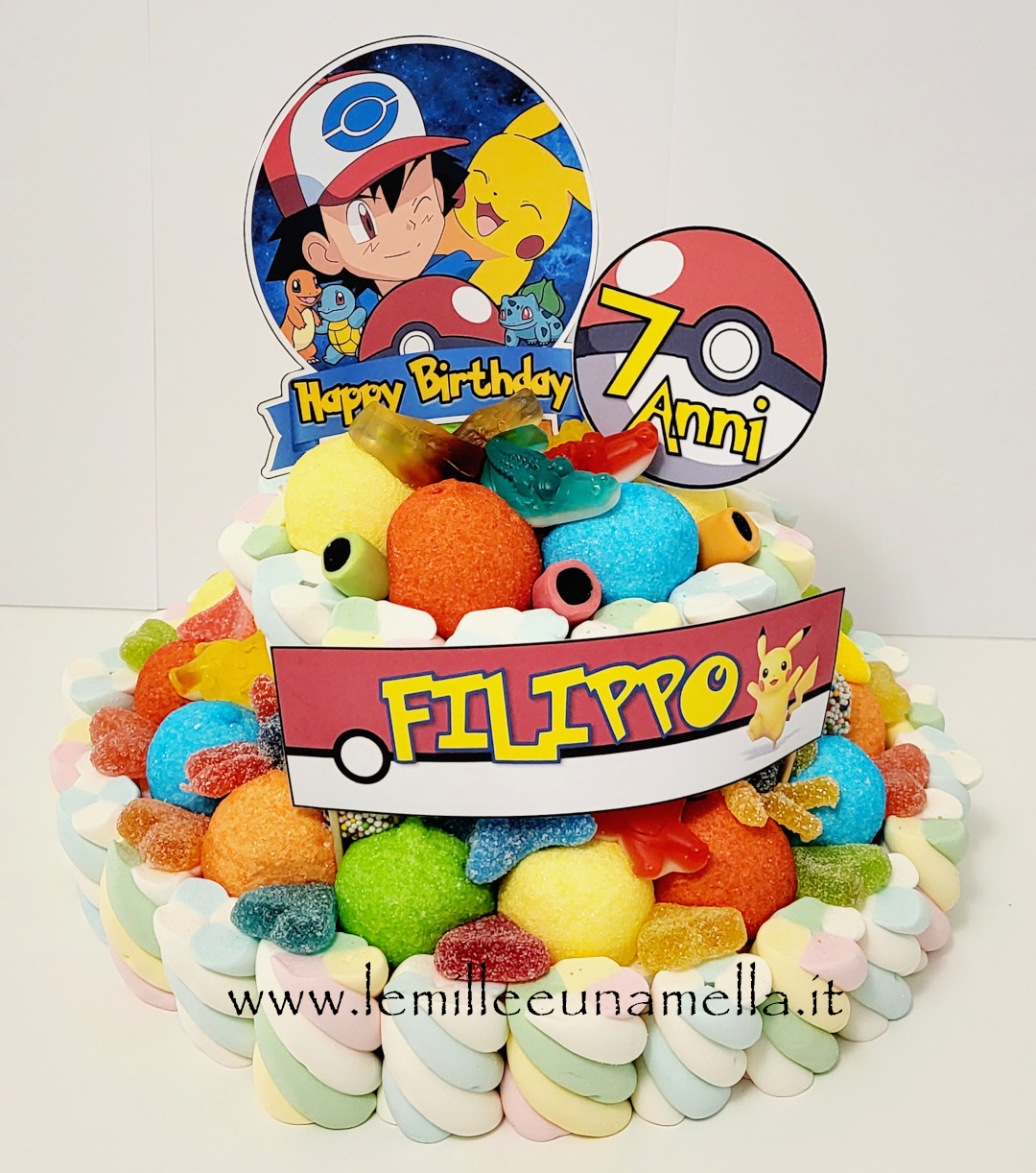 torta caramelle marshmallow compleanno Pokemon vendita online Le Mille e una Mella
