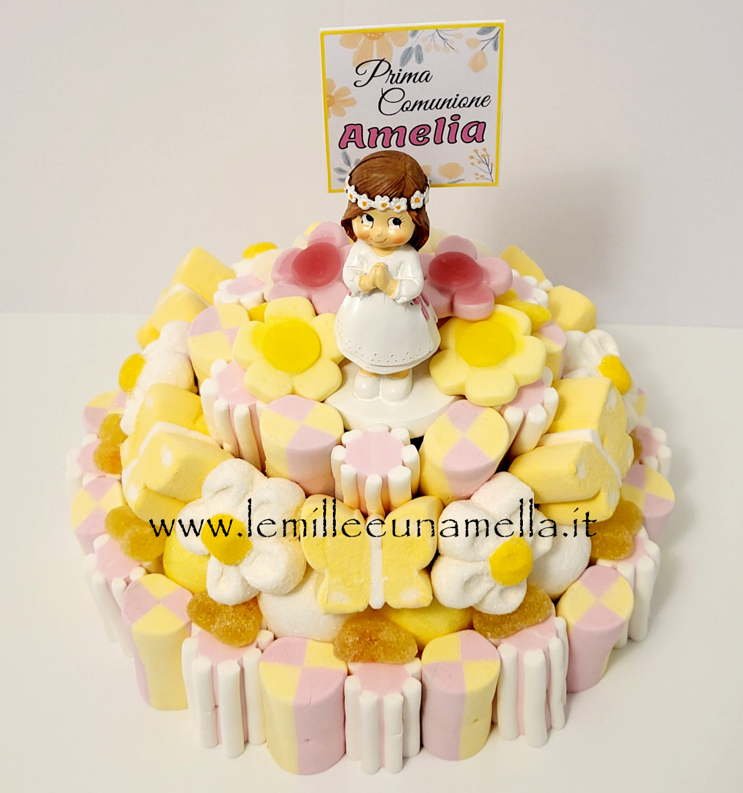 torta di caramelle e marshmallow per Comunione, vendita online Le Mille e una Mella